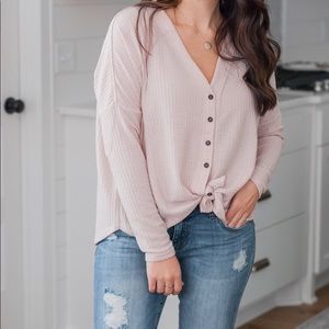 Waffle Knit Long Sleeve Top